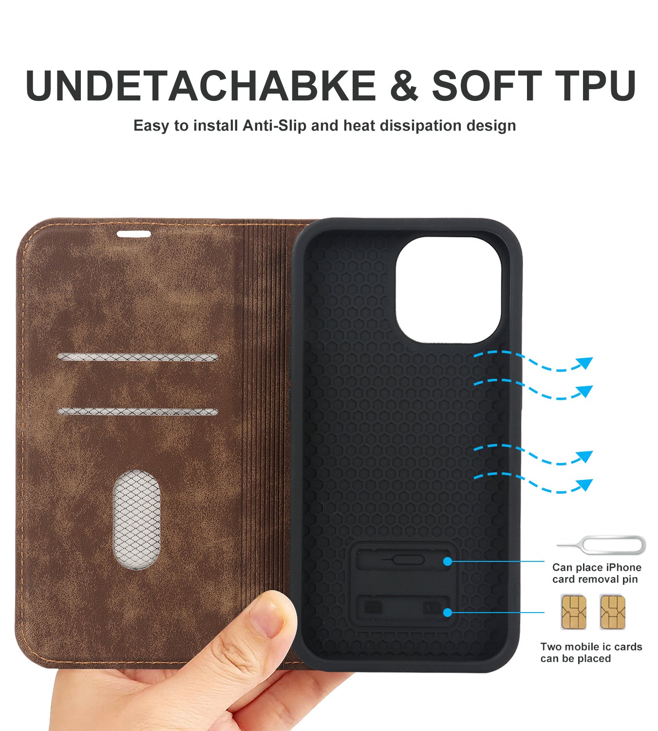 Luxuriöse magnetische Leder-Brieftaschenhülle für das iPhone – MagSafe Kabelloses Laden, Kartensteckplatz, Standfunktion, Premium-Schutz, stilvolle und langlebige Hülle