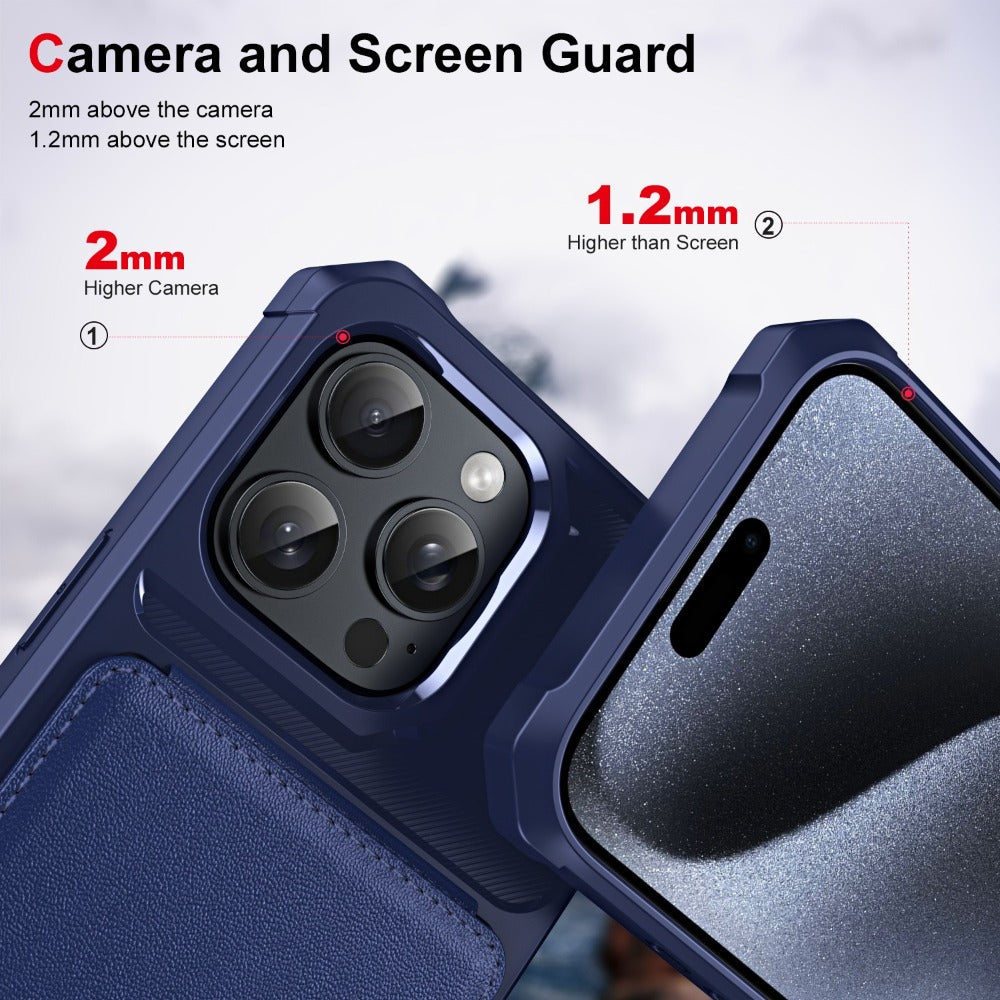Premium Vertical Card Slot Wallet iPhone Case – Anti-Fall Stand Bracket, Stylish & Durable Protection | Case for iPhone