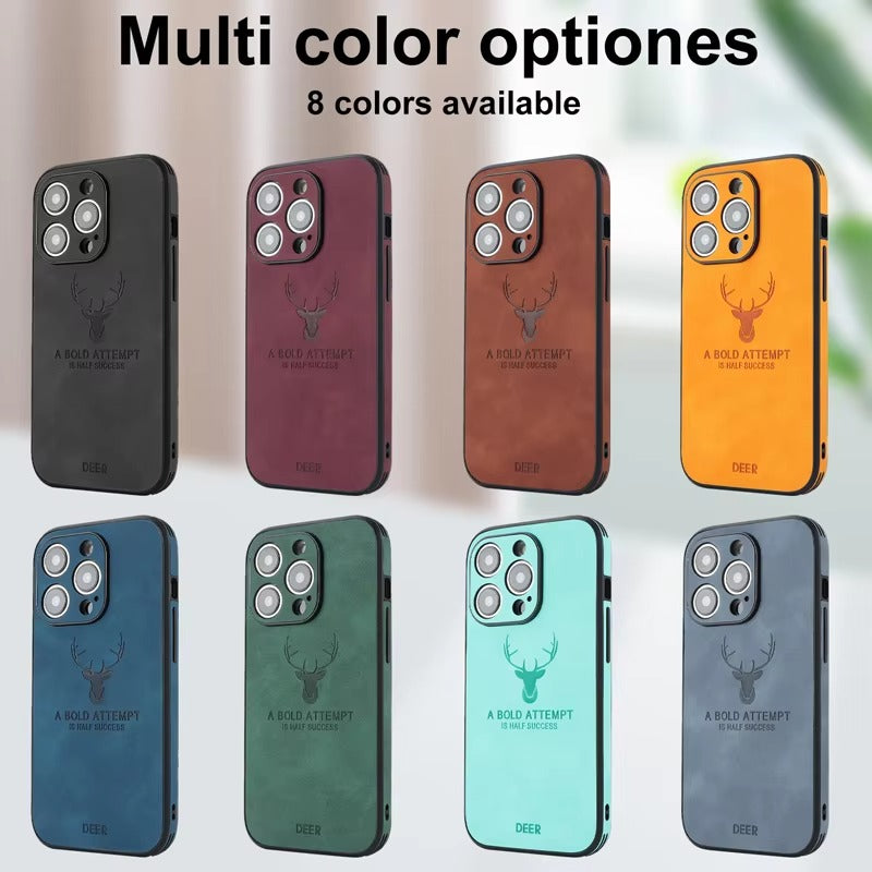 Premium  Fashion Cloth iPhone Case – Built-in Magnetic Iron, Deer & Cat Design Durable Protective Shell | Case for iPhone