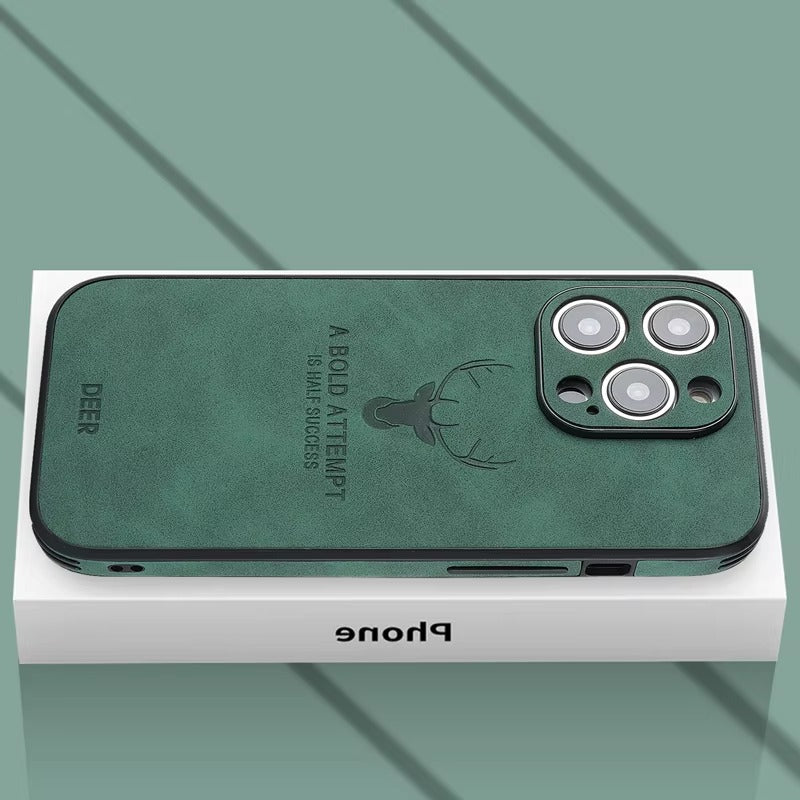 Premium  Fashion Cloth iPhone Case – Built-in Magnetic Iron, Deer & Cat Design Durable Protective Shell | Case for iPhone