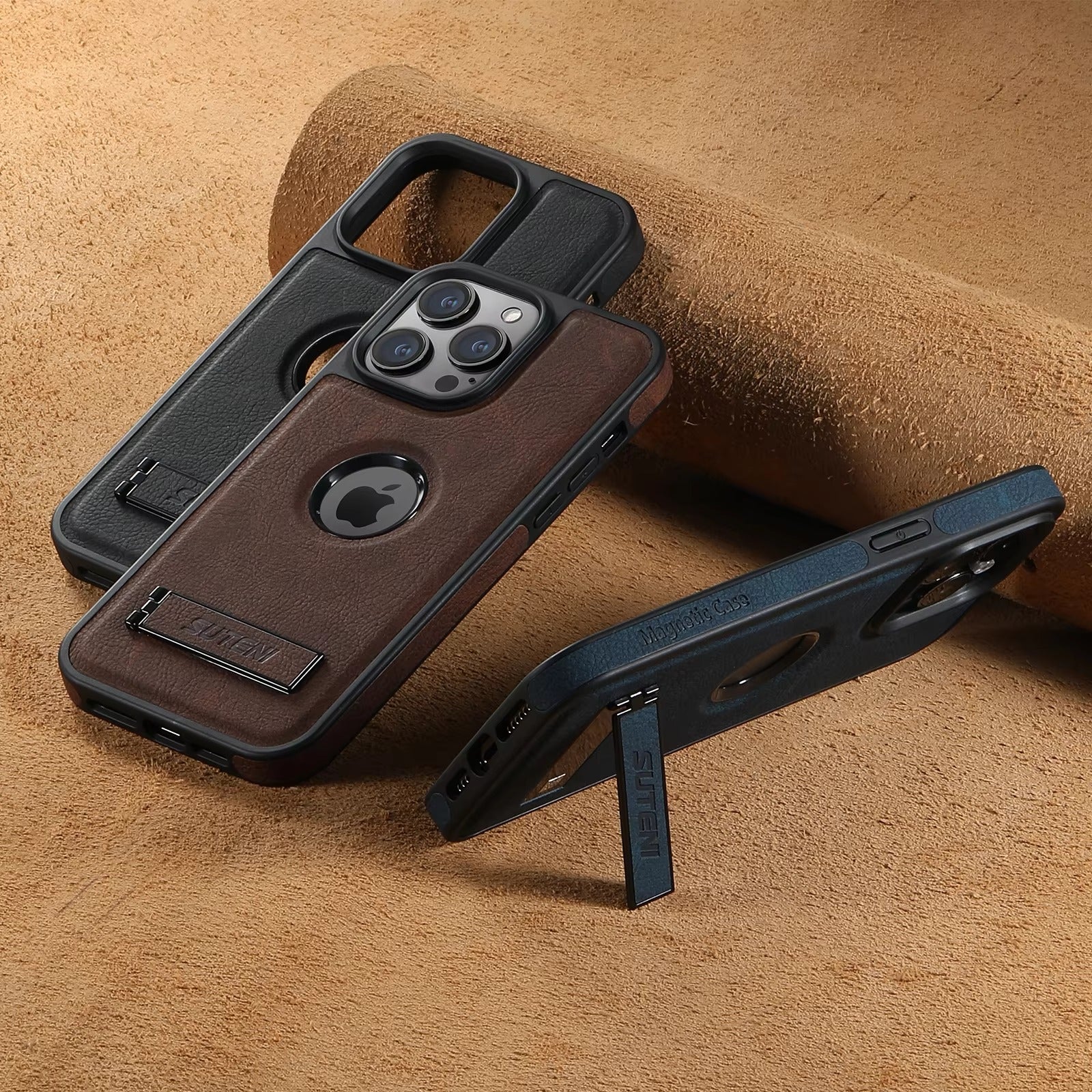 Luxury Apple iPhone Case MagSafe Compatible, Camera Lens Protection, Screen Protection Leather Design, Case for iPhone