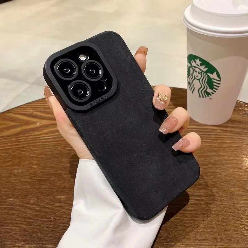 Premium Matte Leather Silicone iPhone Case – Lens Protection, Bumper Design, Stylish & Durable Cover | Case for iPhone
