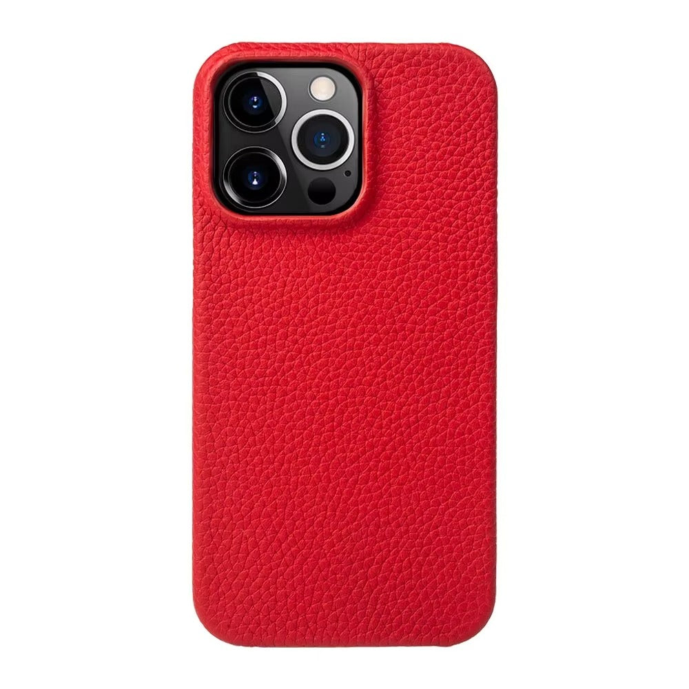 Luxury Natural Cowhide Leather MagSafe iPhone Case – Lychee Texture, Durable & Stylish Phone Back Cover | Case for iPhone
