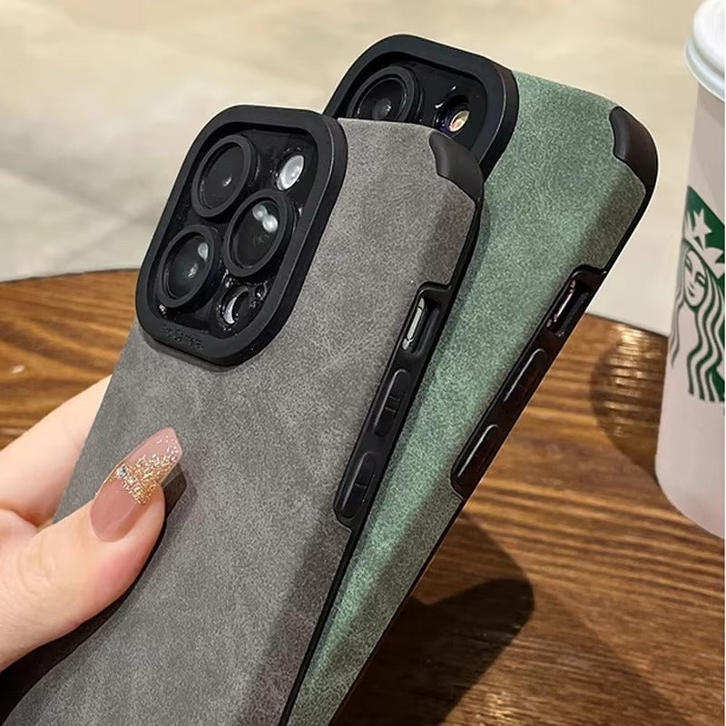 Premium Matte Leather Silicone iPhone Case – Lens Protection, Bumper Design, Stylish & Durable Cover | Case for iPhone