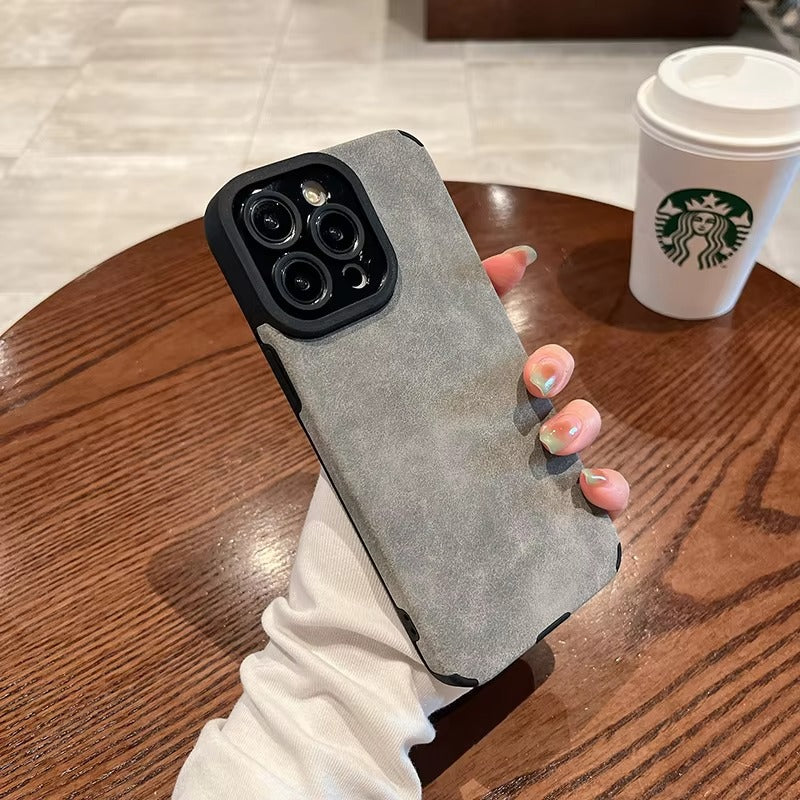 Premium Matte Leather Silicone iPhone Case – Lens Protection, Bumper Design, Stylish & Durable Cover | Case for iPhone