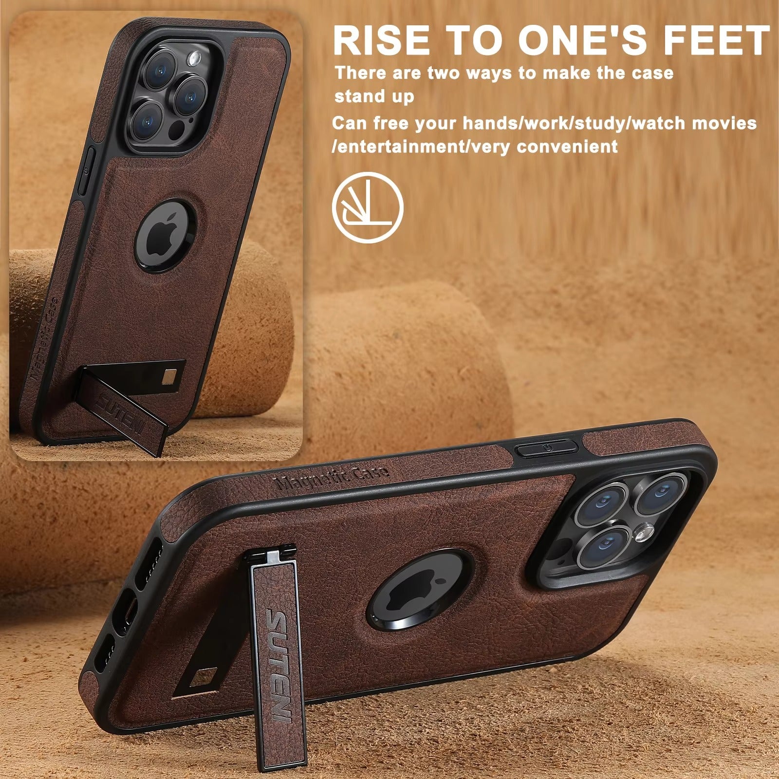 Luxury Apple iPhone Case MagSafe Compatible, Camera Lens Protection, Screen Protection Leather Design, Case for iPhone