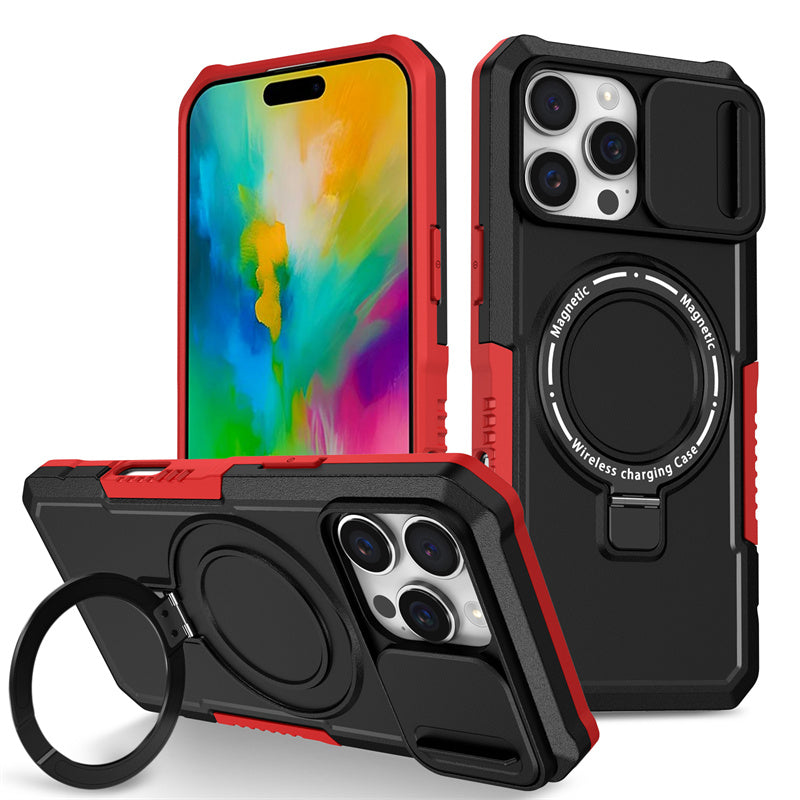 MagSafe Armor iPhone Case – Magnetic Holder, Wireless Charging, Slide Camera Protection, Full-Body Cover for iPhone Models