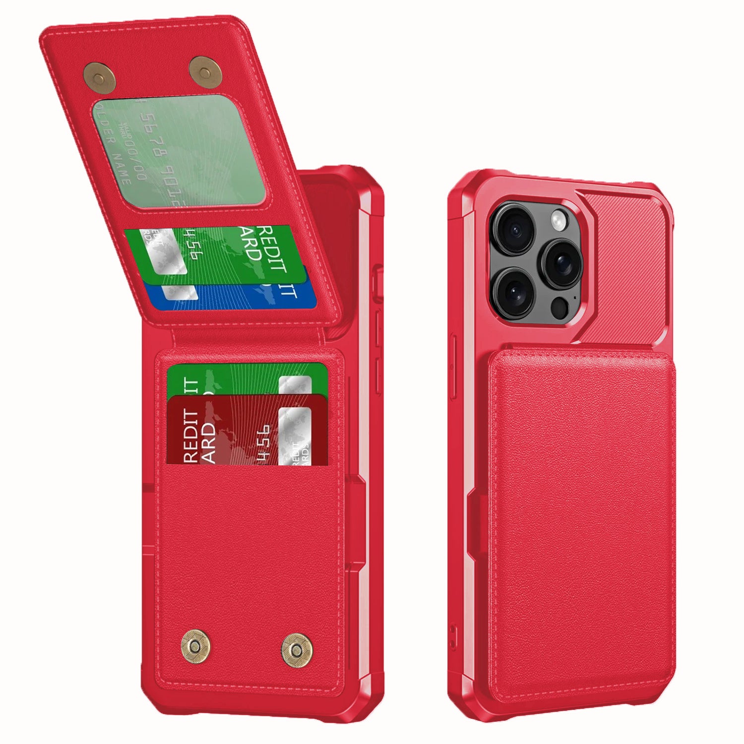 Premium Vertical Card Slot Wallet iPhone Case – Anti-Fall Stand Bracket, Stylish & Durable Protection | Case for iPhone
