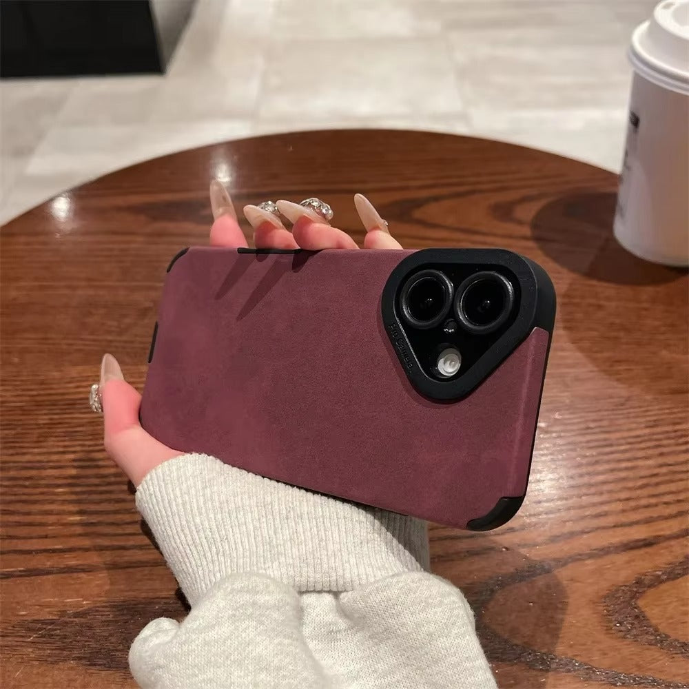 Premium Matte Leather Silicone iPhone Case – Lens Protection, Bumper Design, Stylish & Durable Cover | Case for iPhone