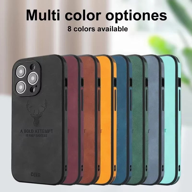 Premium  Fashion Cloth iPhone Case – Built-in Magnetic Iron, Deer & Cat Design Durable Protective Shell | Case for iPhone