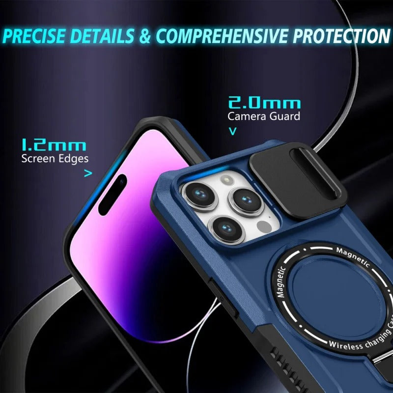 MagSafe Armor iPhone Case – Magnetic Holder, Wireless Charging, Slide Camera Protection, Full-Body Cover for iPhone Models