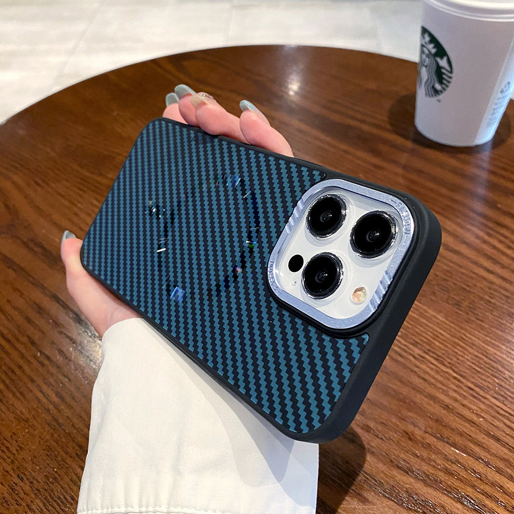 Luxury Magnetic Carbon Fiber iPhone Case – Shockproof MagSafe Wireless Charging Cover with Sleek Texture for iPhone Models