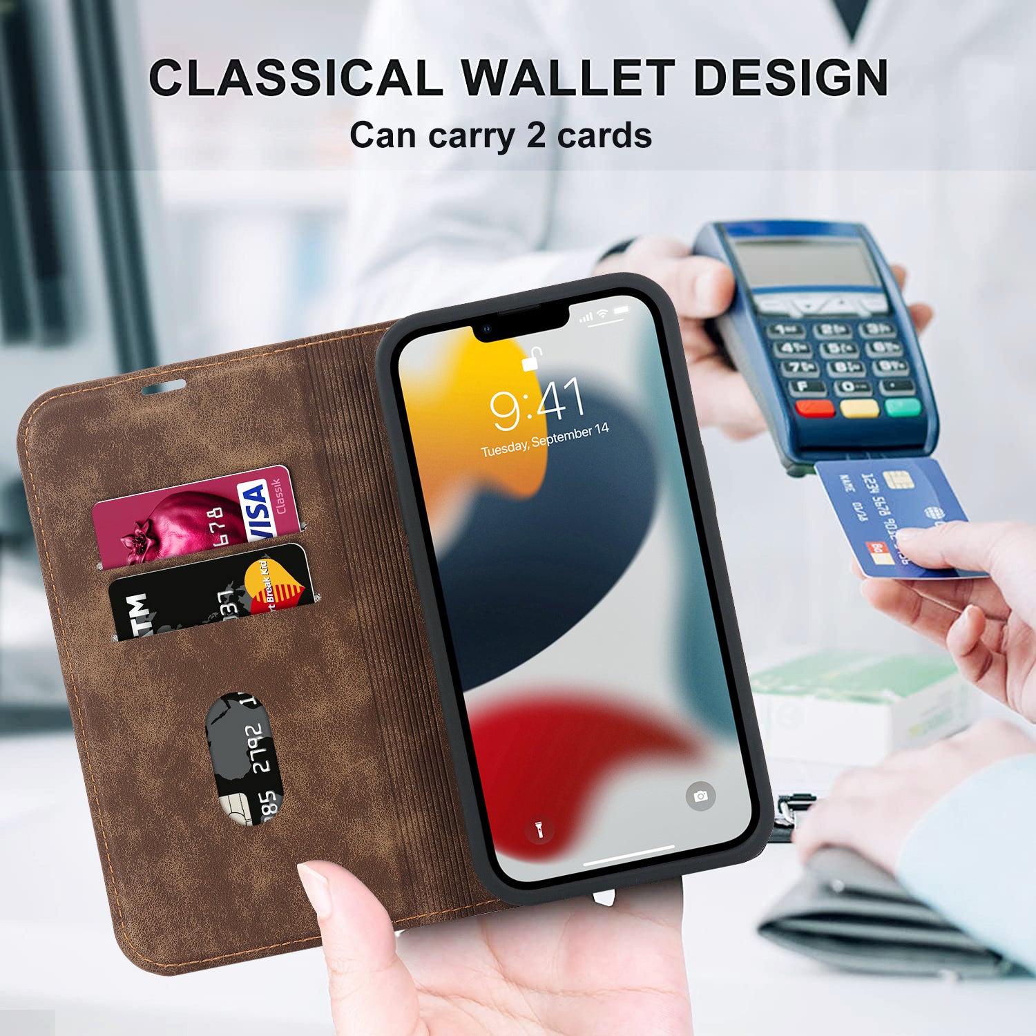 Luxuriöse magnetische Leder-Brieftaschenhülle für das iPhone – MagSafe Kabelloses Laden, Kartensteckplatz, Standfunktion, Premium-Schutz, stilvolle und langlebige Hülle