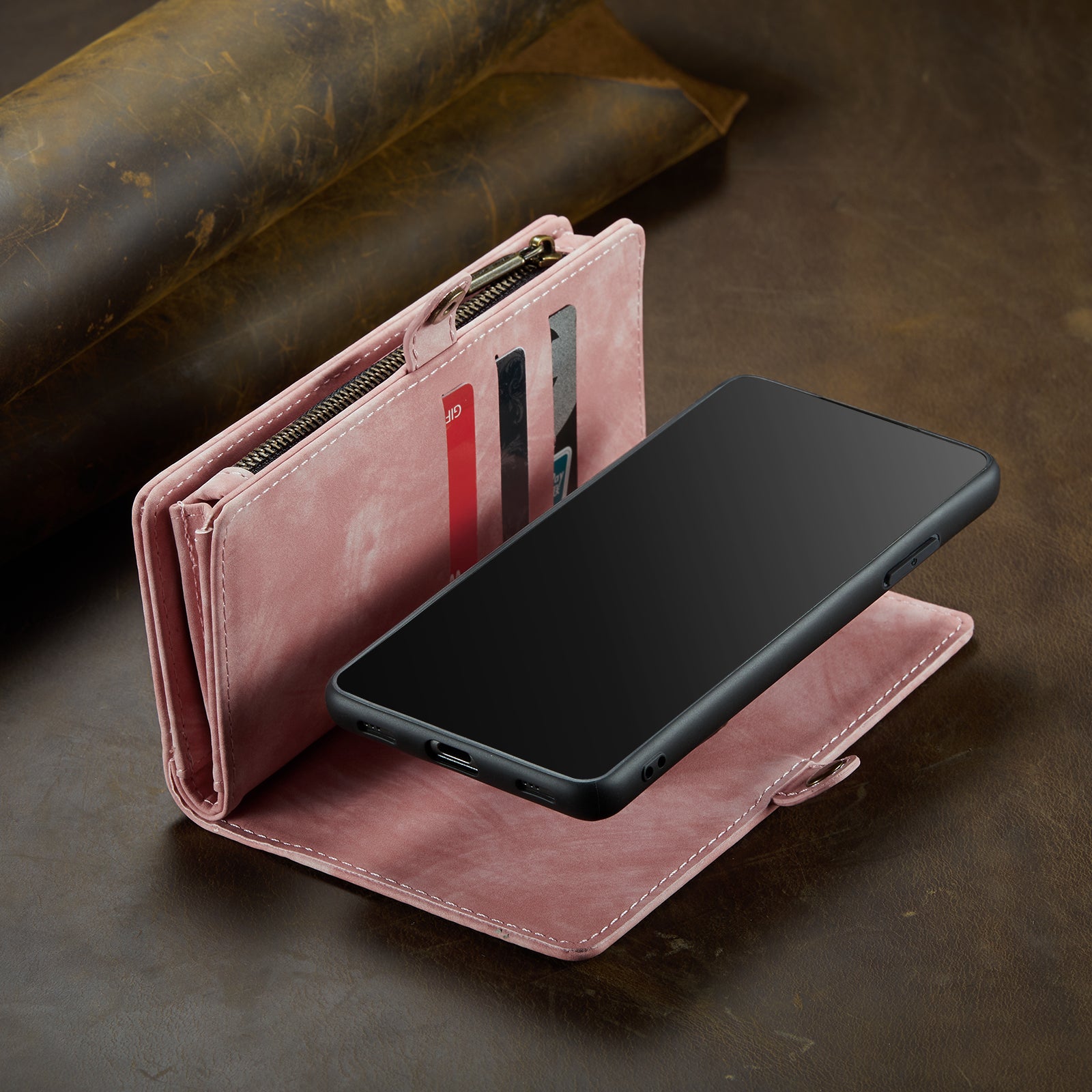 Luxury Detachable Leather Wallet iPhone Case – Multi-Function Zipper Flip Cover, Card Holder, Shockproof Protection, Magnetic Closure for iPhone
