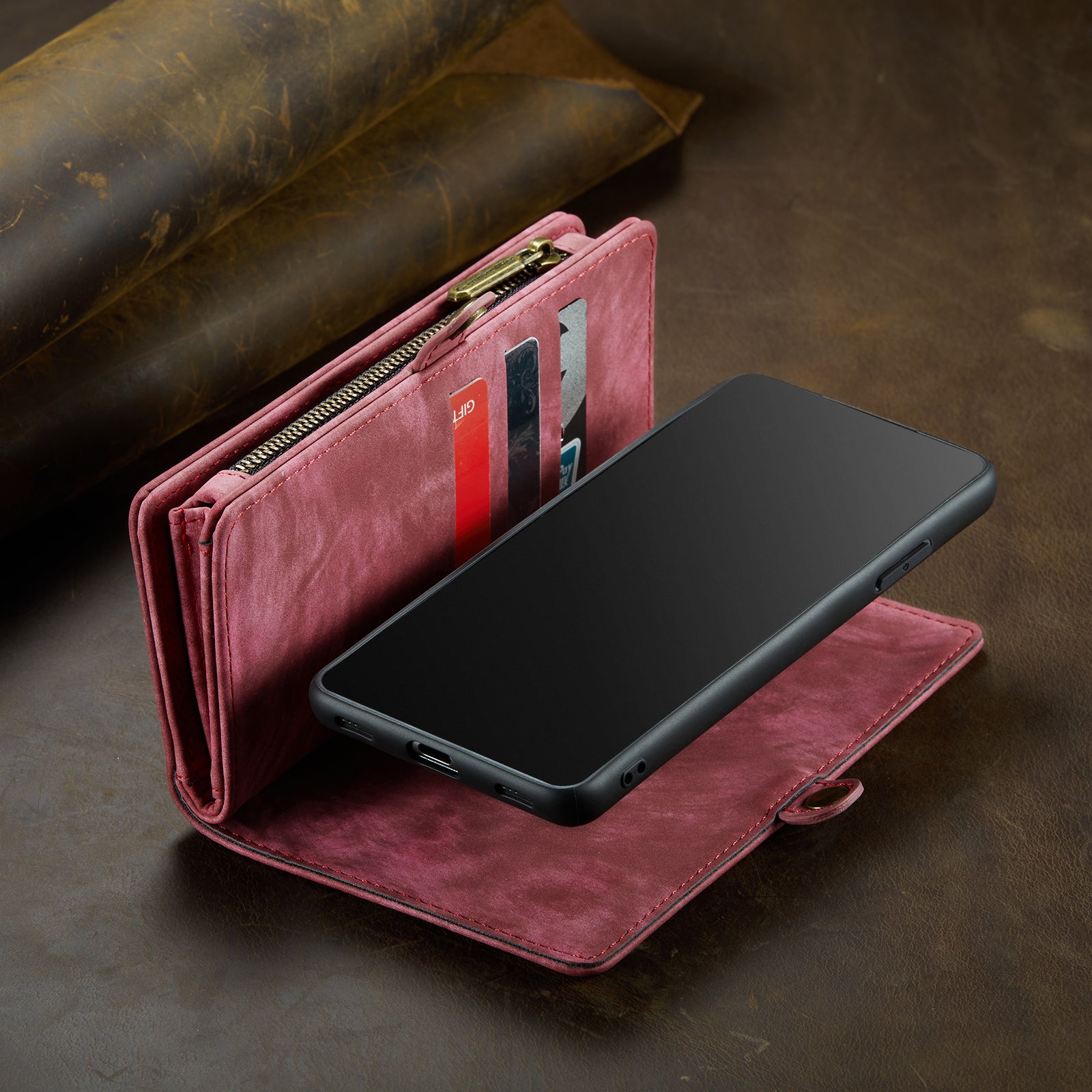 Luxury Detachable Leather Wallet iPhone Case – Multi-Function Zipper Flip Cover, Card Holder, Shockproof Protection, Magnetic Closure for iPhone