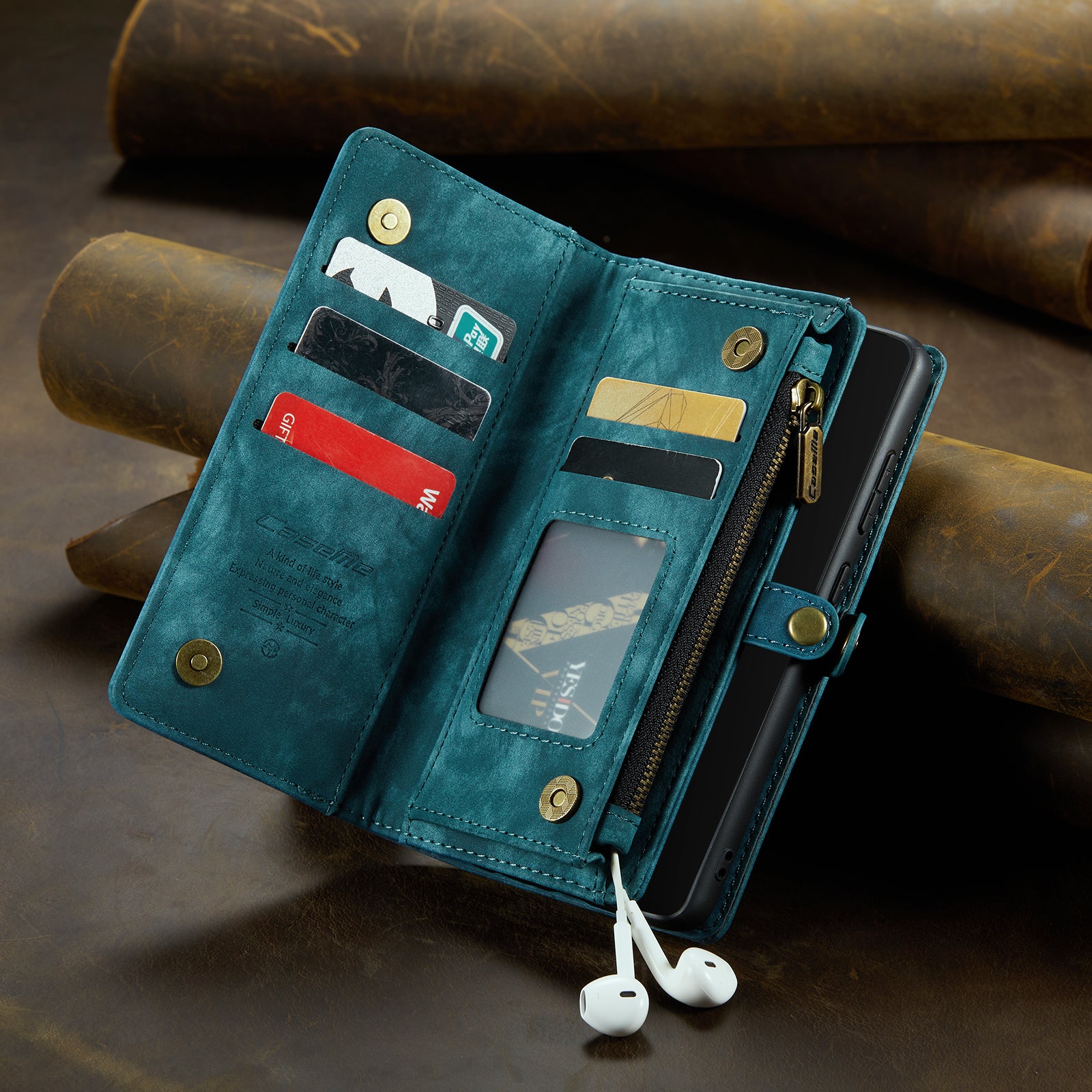 Luxury Detachable Leather Wallet iPhone Case – Multi-Function Zipper Flip Cover, Card Holder, Shockproof Protection, Magnetic Closure for iPhone