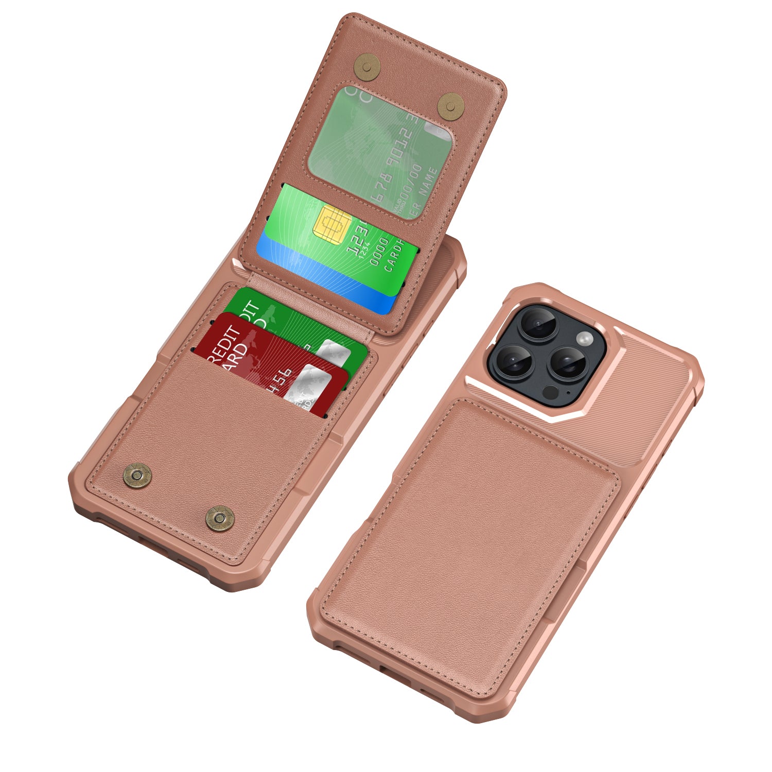 Premium Vertical Card Slot Wallet iPhone Case – Anti-Fall Stand Bracket, Stylish & Durable Protection | Case for iPhone