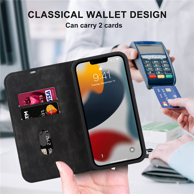 Luxuriöse magnetische Leder-Brieftaschenhülle für das iPhone – MagSafe Kabelloses Laden, Kartensteckplatz, Standfunktion, Premium-Schutz, stilvolle und langlebige Hülle