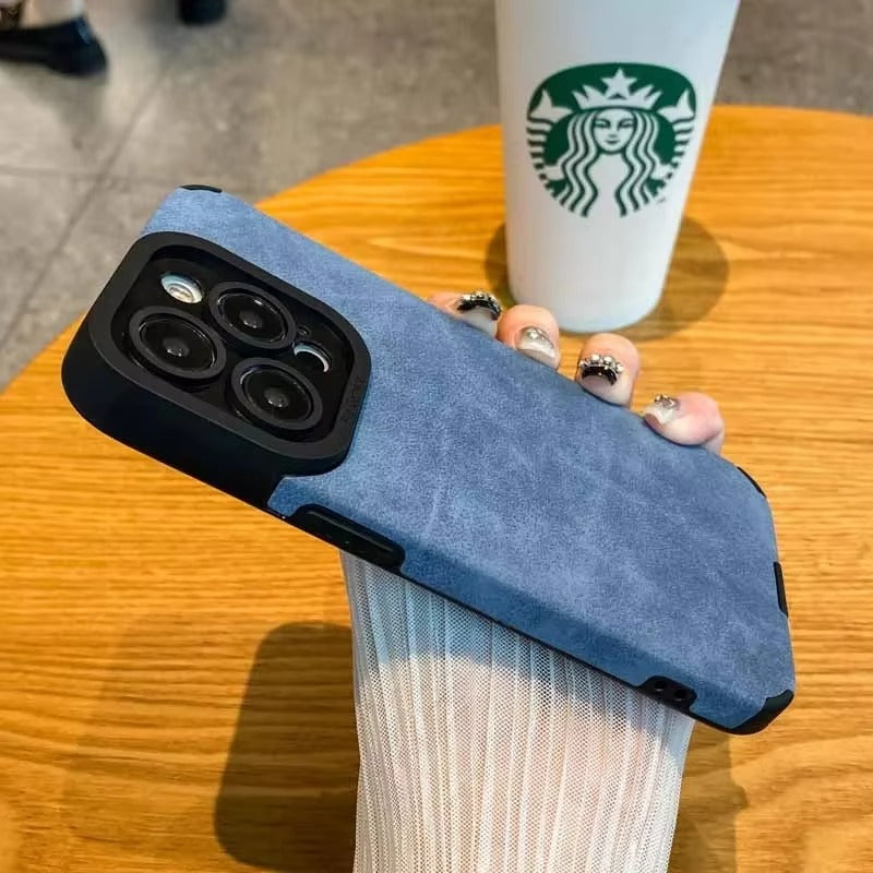 Premium Matte Leather Silicone iPhone Case – Lens Protection, Bumper Design, Stylish & Durable Cover | Case for iPhone