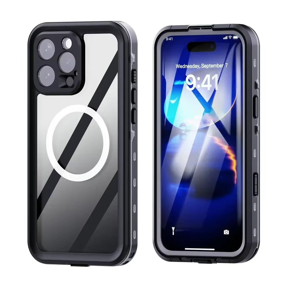 Luxury Apple iPhone Case MagSafe Compatible, Camera Lens & Screen Protection, Ultra Thin Shockproof Magnetic Full All Around Protection Cover with IP68 Waterproof 360 Seal Design