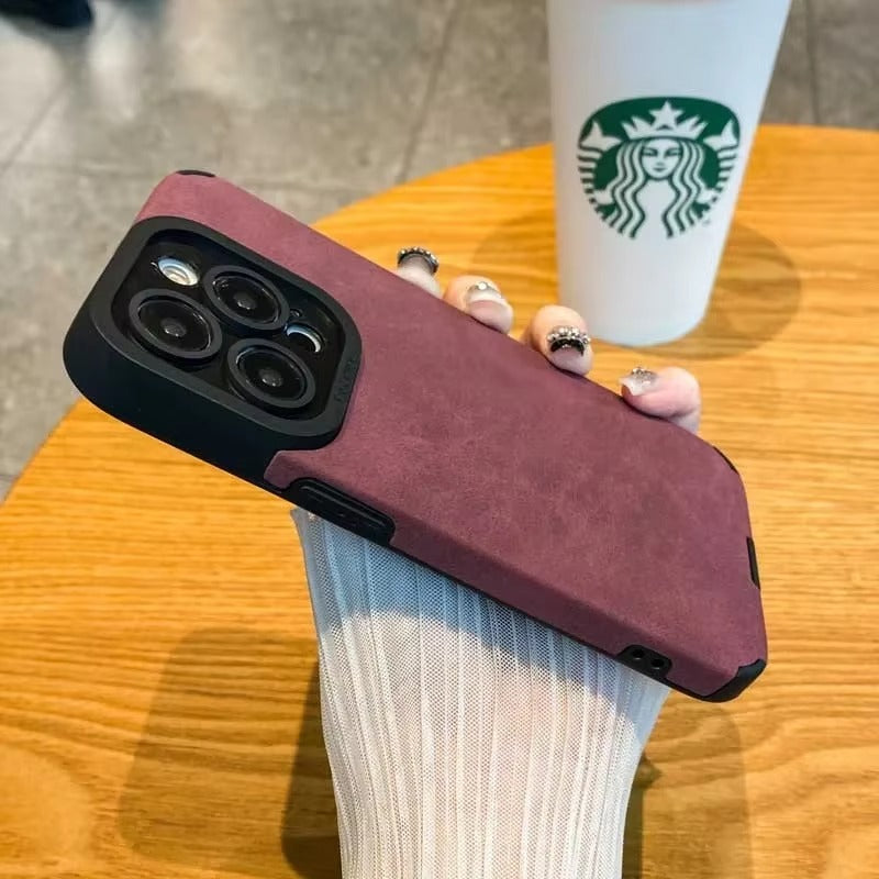 Premium Matte Leather Silicone iPhone Case – Lens Protection, Bumper Design, Stylish & Durable Cover | Case for iPhone