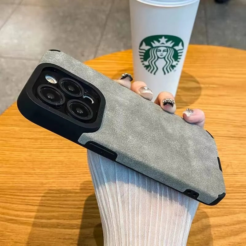 Premium Matte Leather Silicone iPhone Case – Lens Protection, Bumper Design, Stylish & Durable Cover | Case for iPhone