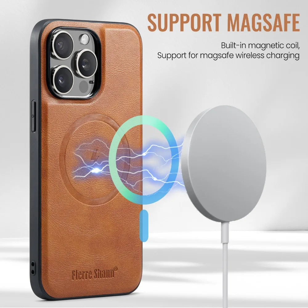 Luxury 2-in-1 Detachable Wallet iPhone Case – Magnetic Card Holder, MagSafe Compatible, Shockproof Protection, Premium Leather Cover for iPhone Models