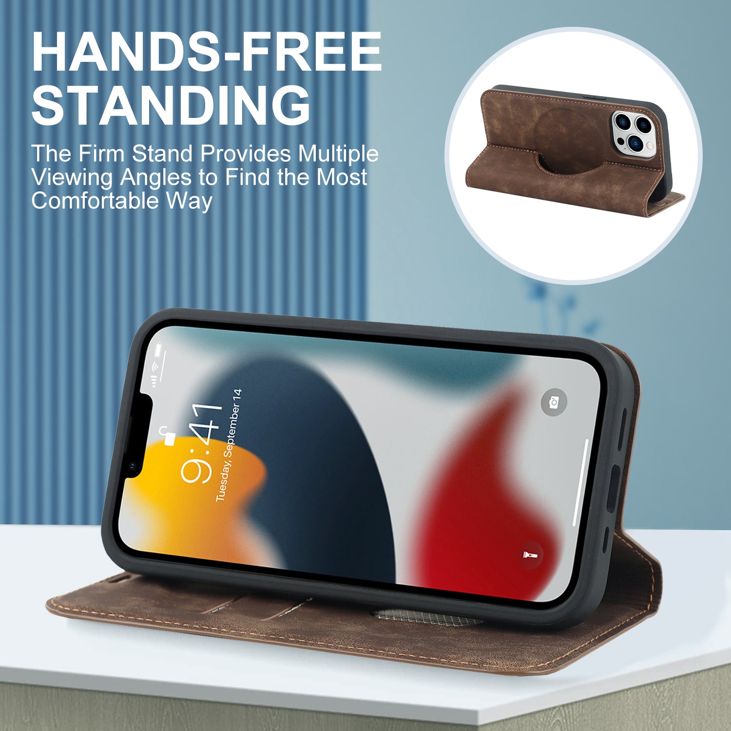 Luxuriöse magnetische Leder-Brieftaschenhülle für das iPhone – MagSafe Kabelloses Laden, Kartensteckplatz, Standfunktion, Premium-Schutz, stilvolle und langlebige Hülle