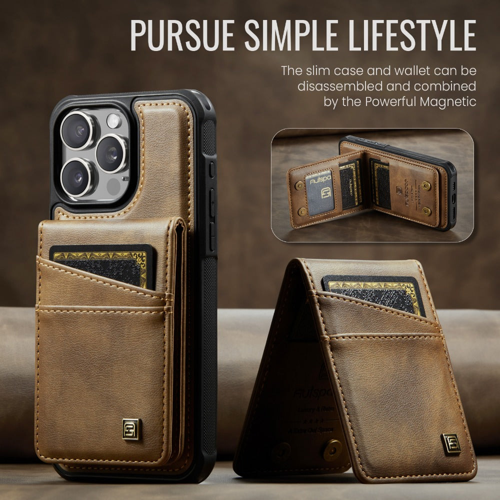 Luxury 2-in-1 Detachable Leather Flip Cover with Card Holder, Wrist Strap and Secure Magnetic Closure for Ultimate Protection