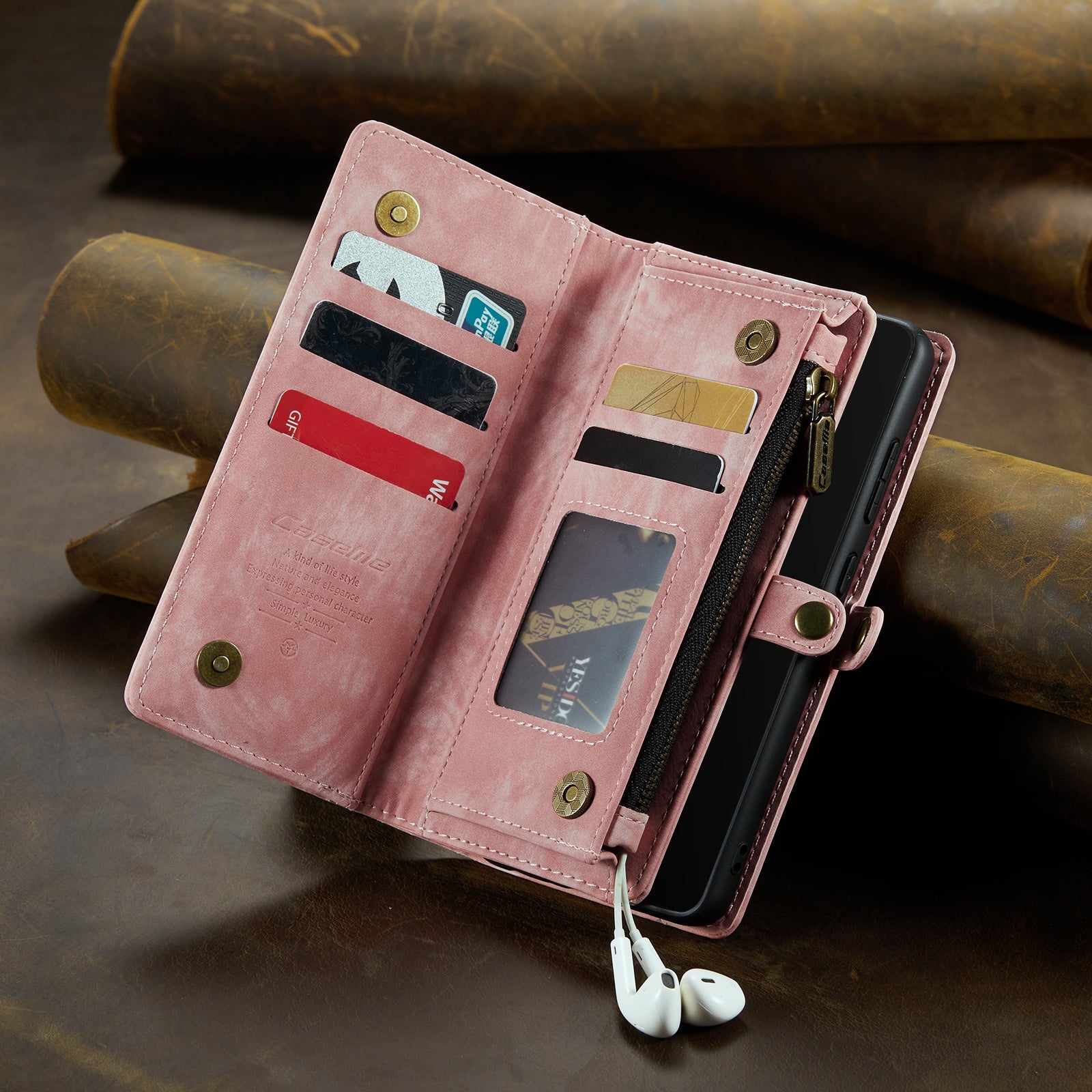 Luxury Detachable Leather Wallet iPhone Case – Multi-Function Zipper Flip Cover, Card Holder, Shockproof Protection, Magnetic Closure for iPhone
